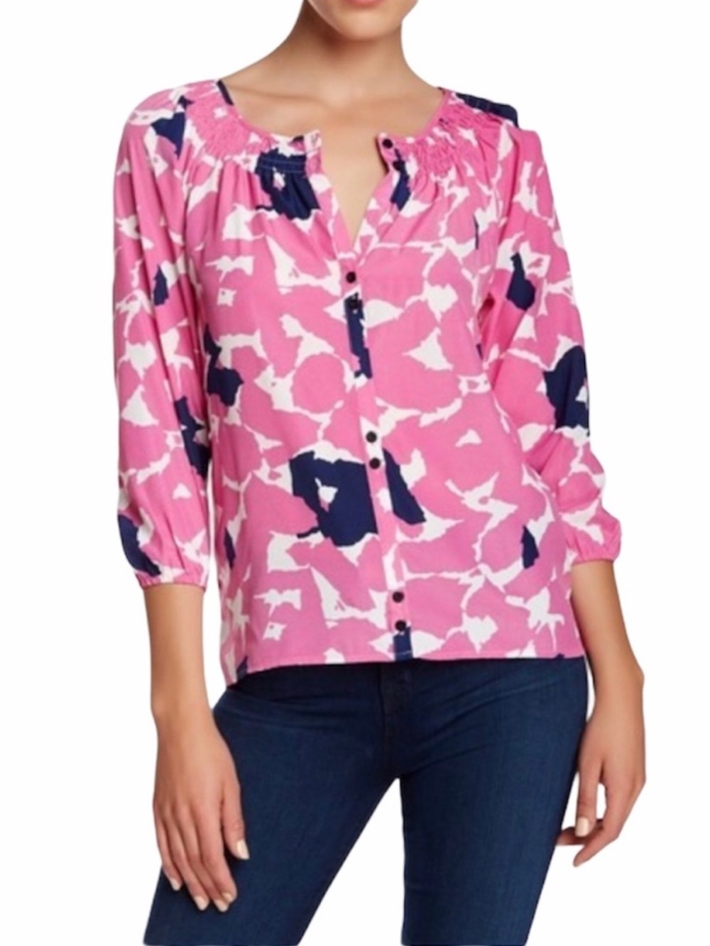 YUMI KIM Pink Printed ISI 3/4 Length Sleeve Blouse